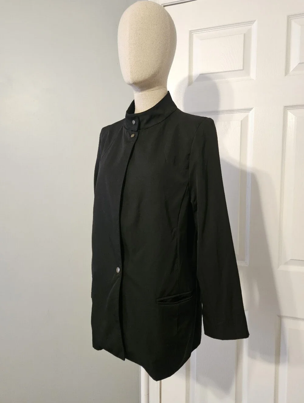 Women's Black Stand Collar Blazer Jacket